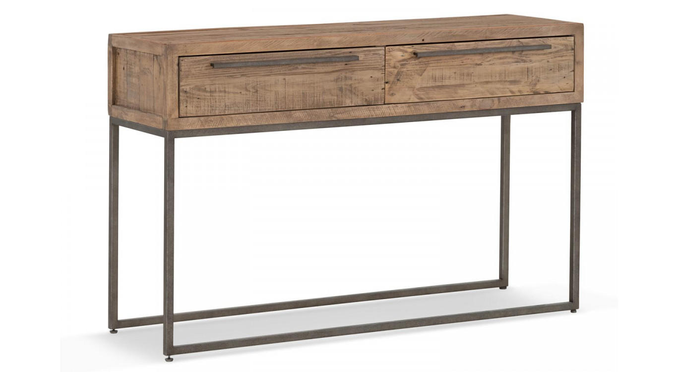 Konsole mit 2 Schubladen Holz Metall Braun 120x35x76cm
