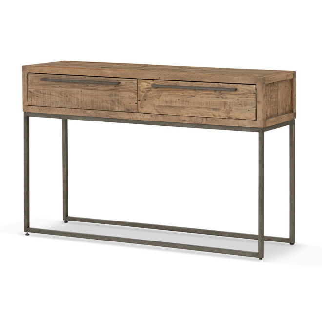 Konsole mit 2 Schubladen Holz Metall Braun 120x35x76cm