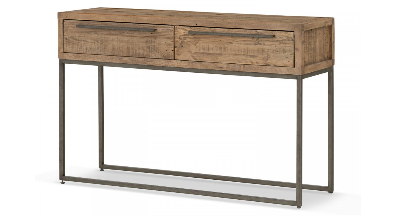 Konsole mit 2 Schubladen Holz Metall Braun 120x35x76cm