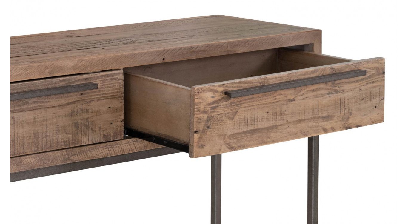 Konsole mit 2 Schubladen Holz Metall Braun 120x35x76cm