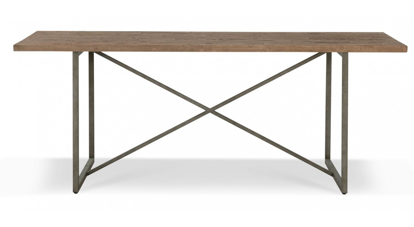 Table à Manger Bois Métal Marron 180x90x76cm