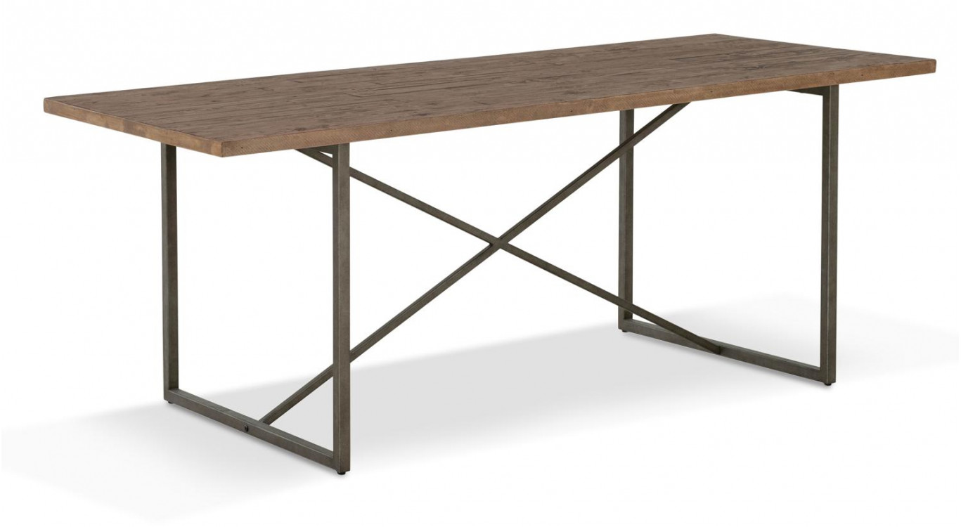 Table à Manger Bois Métal Marron 180x90x76cm