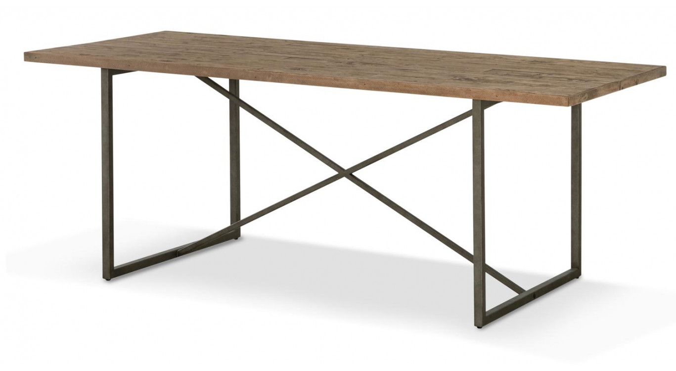 Table à Manger Bois Métal Marron 180x90x76cm