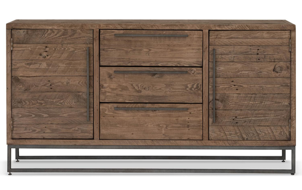 Sideboard mit 3 Schubladen Holz Metall Braun 157.5x45x81cm