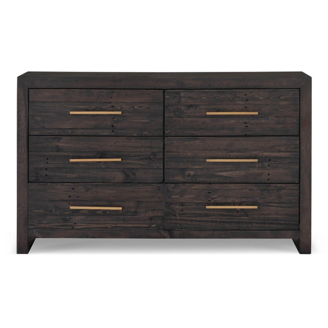 Commode 6 Tiroirs Bois Marron 140x45x85cm