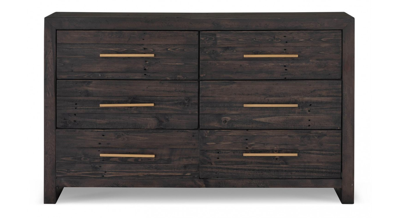 Commode 6 Tiroirs Bois Marron 140x45x85cm