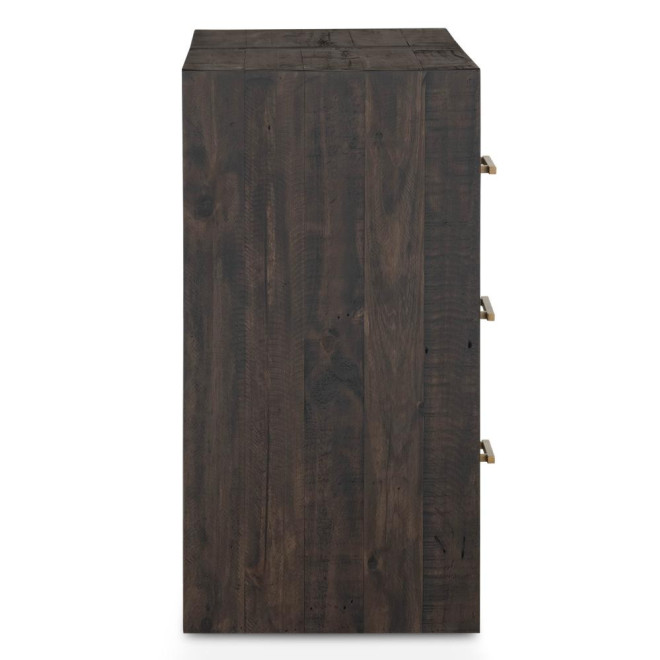 Commode 6 Tiroirs Bois Marron 140x45x85cm