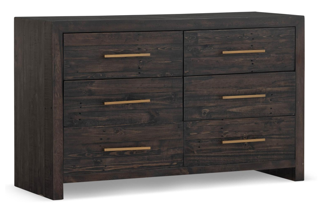 Commode 6 Tiroirs Bois Marron 140x45x85cm