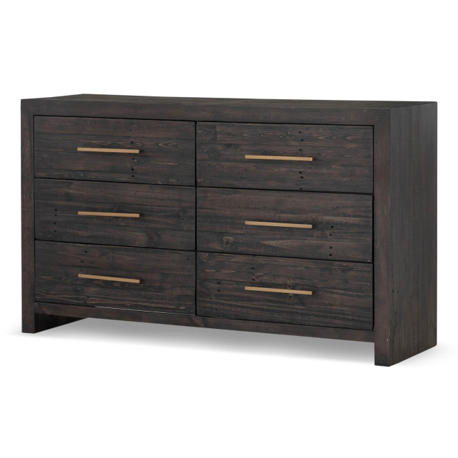 Commode 6 Tiroirs Bois Marron 140x45x85cm