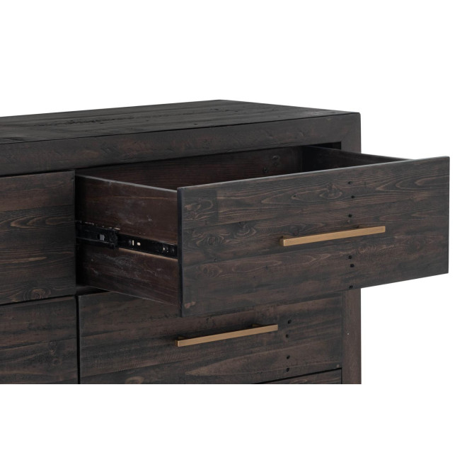 Commode 6 Tiroirs Bois Marron 140x45x85cm