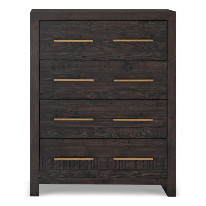 Commode 4 Tiroirs Bois Marron 90x45x115cm