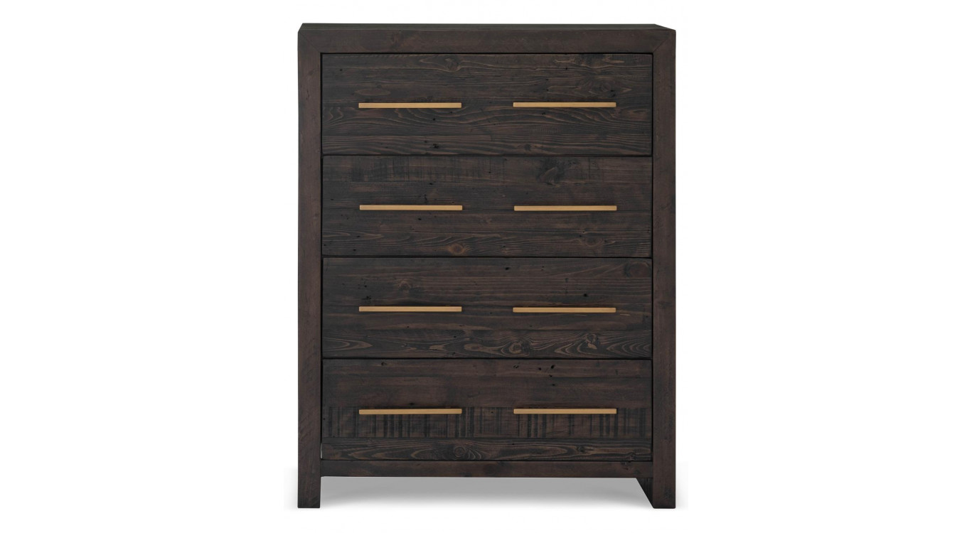 Commode 4 Tiroirs Bois Marron 90x45x115cm