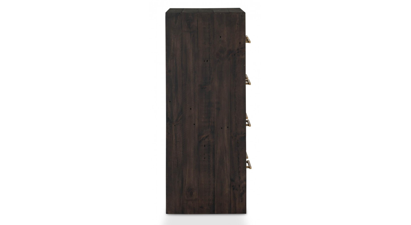 Commode 4 Tiroirs Bois Marron 90x45x115cm