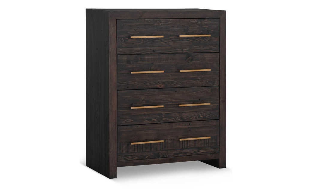 Commode 4 Tiroirs Bois Marron 90x45x115cm