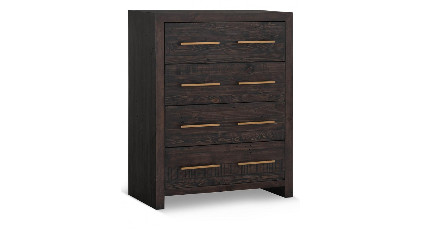 Commode 4 Tiroirs Bois Marron 90x45x115cm