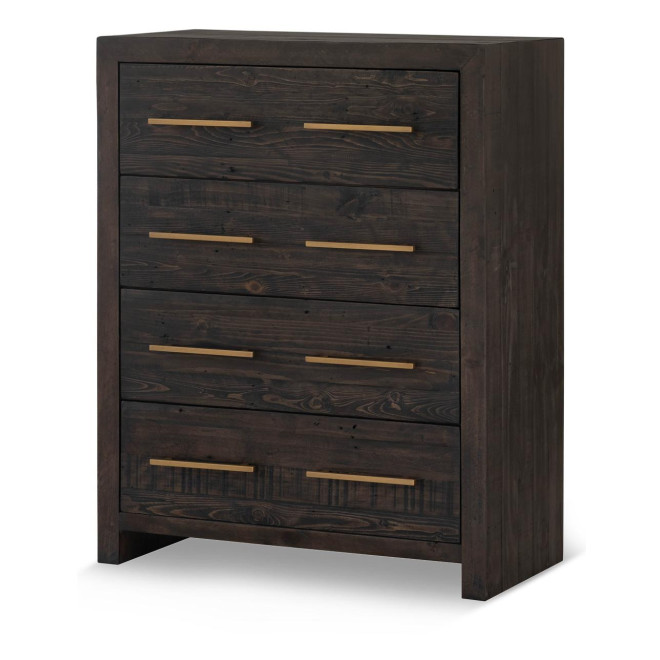 Commode 4 Tiroirs Bois Marron 90x45x115cm