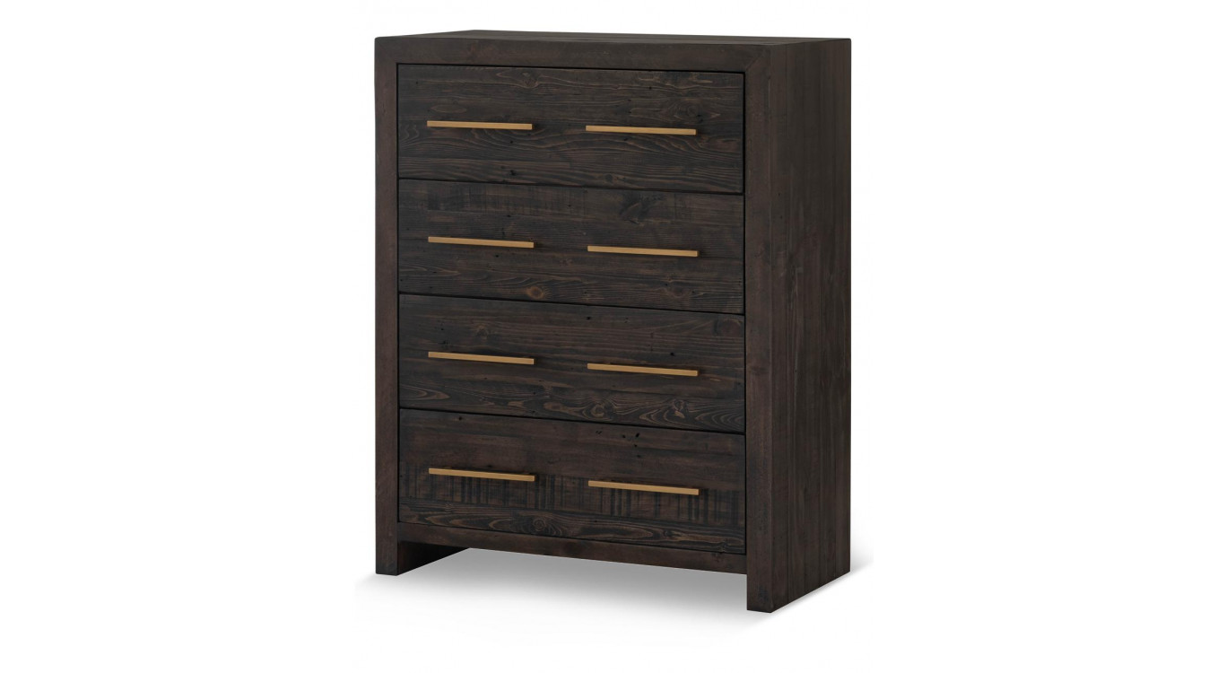 Commode 4 Tiroirs Bois Marron 90x45x115cm