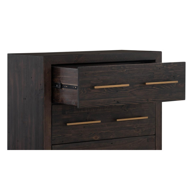 Commode 4 Tiroirs Bois Marron 90x45x115cm