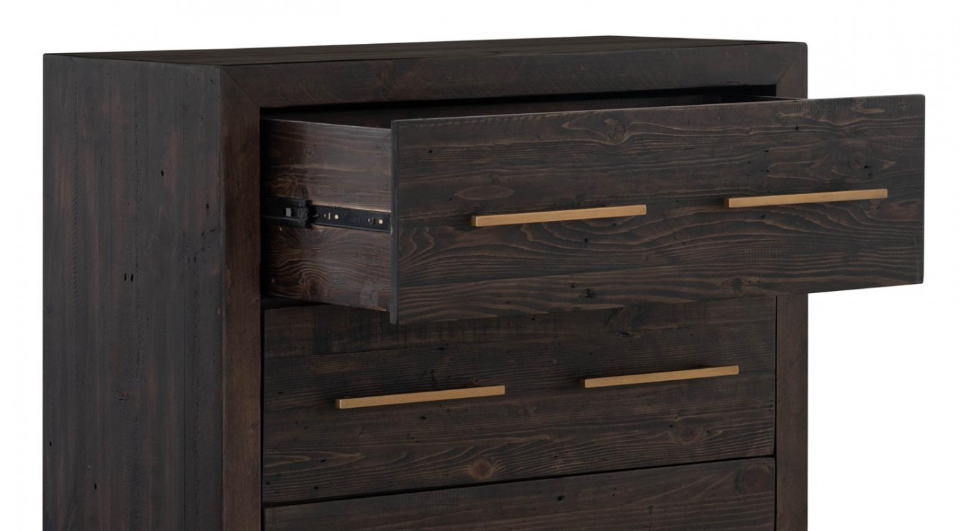 Commode 4 Tiroirs Bois Marron 90x45x115cm