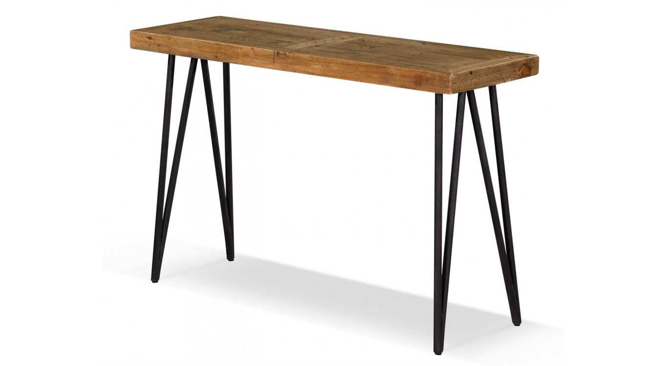 Console Bois Métal Marron 130x40x80cm