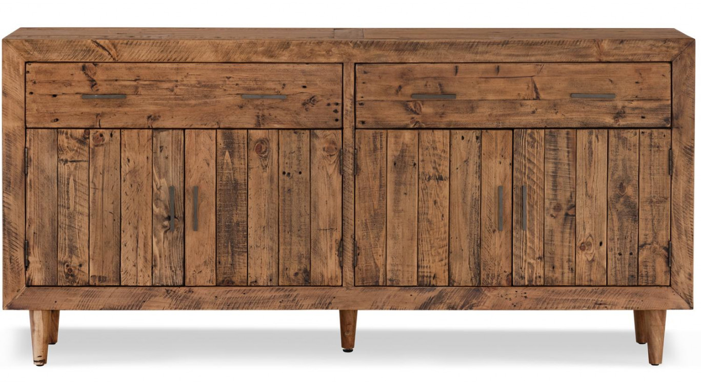 Buffet 2 Tiroirs Bois Marron 180x45x85cm