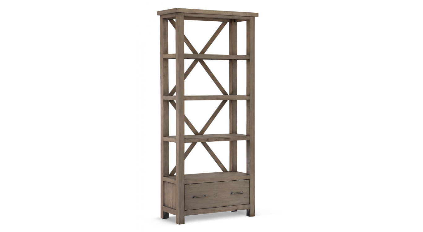 Bücherregal 1 Schublade Holz Braun 90x40x200cm