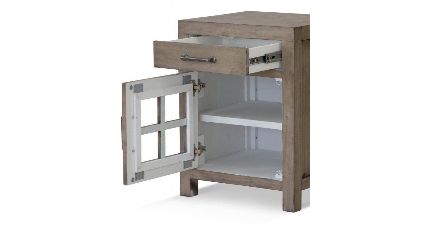 Table De Chevet 1 Tiroir Bois Marron 50x45x65cm