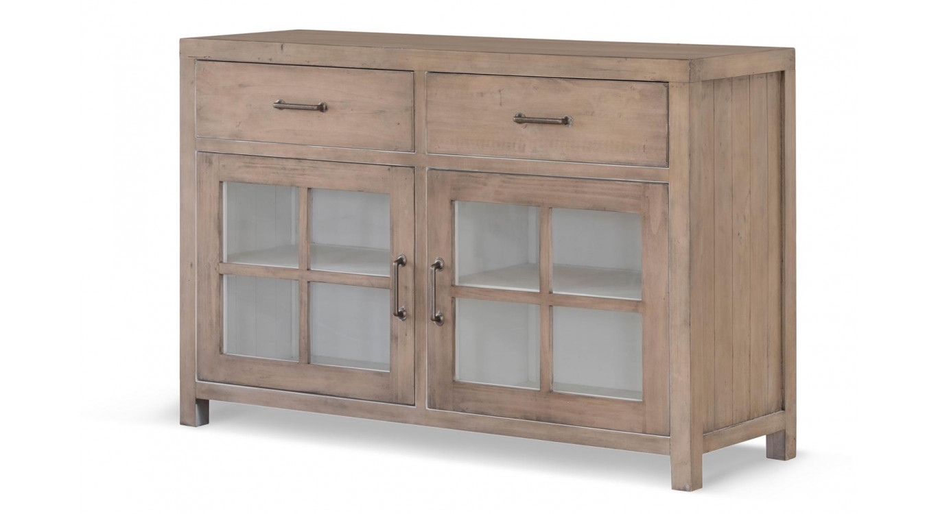 Buffet 2 Tiroirs Bois Marron 135x45x90cm