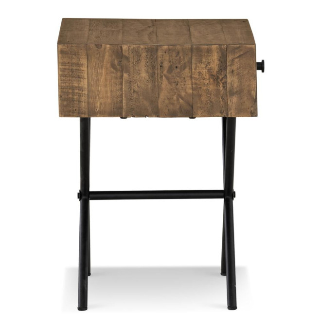 Table De Chevet 1 Tiroir Bois Métal Marron 50x40x55cm