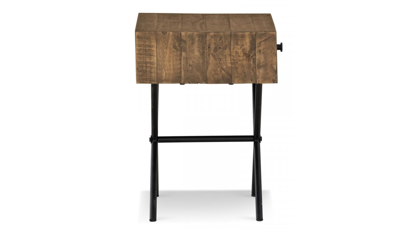 Nachttisch 1 Schublade Holz Metall Braun 50x40x55cm