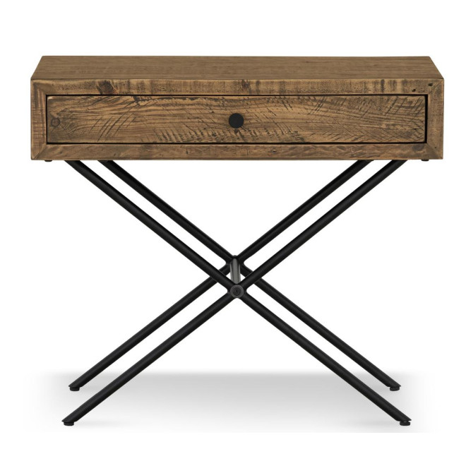 Console 1 Tiroir Bois Métal Marron 75x40x65cm