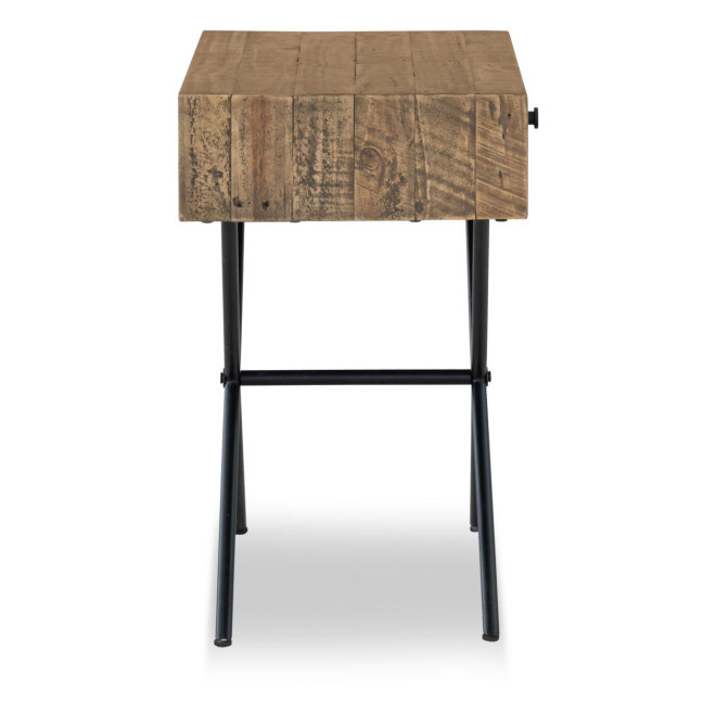Console 1 Tiroir Bois Métal Marron 75x40x65cm