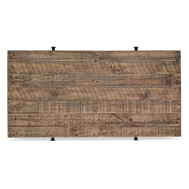 Table Basse 2 Tiroirs Bois Métal Marron 100x50x40cm