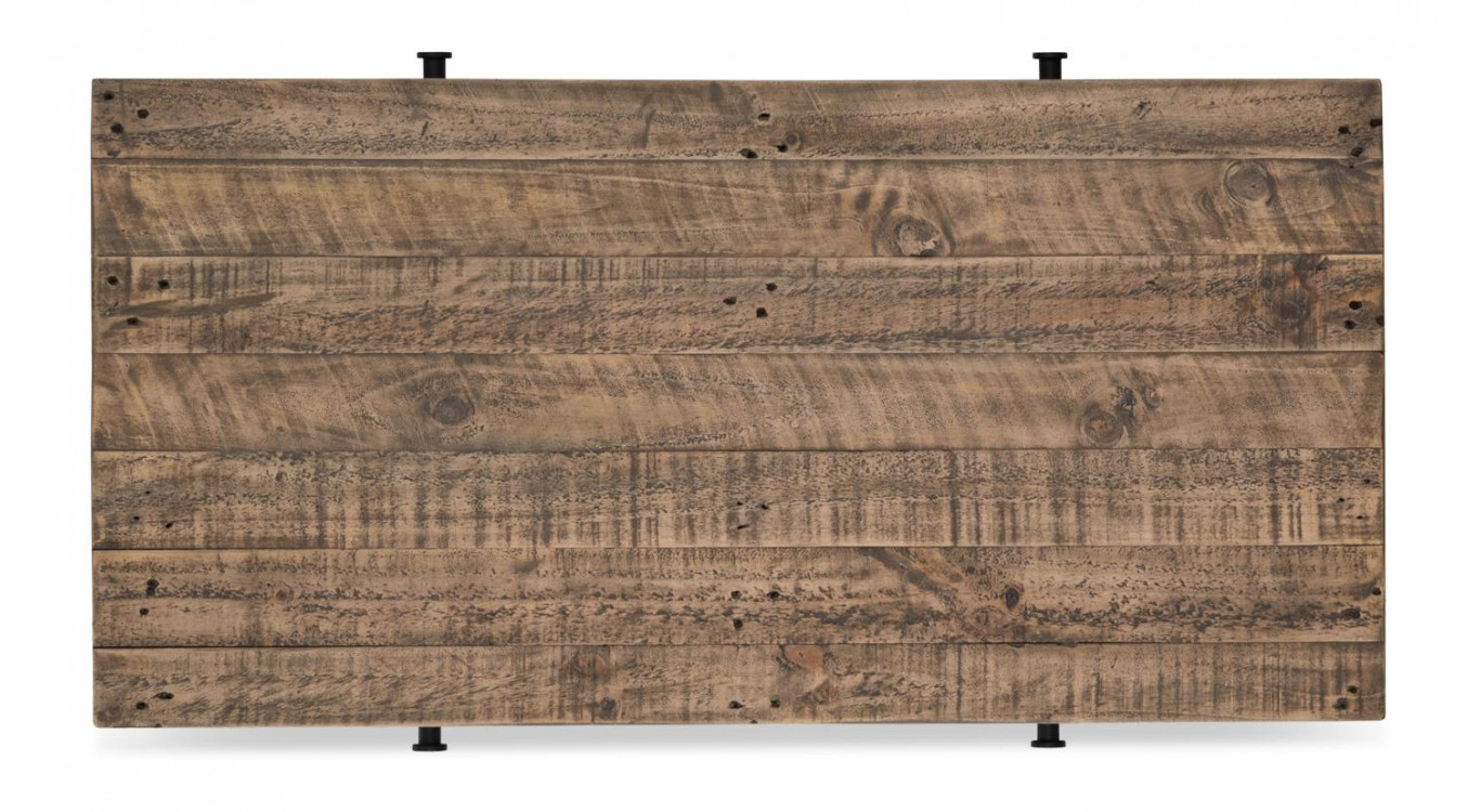 Table Basse 2 Tiroirs Bois Métal Marron 100x50x40cm