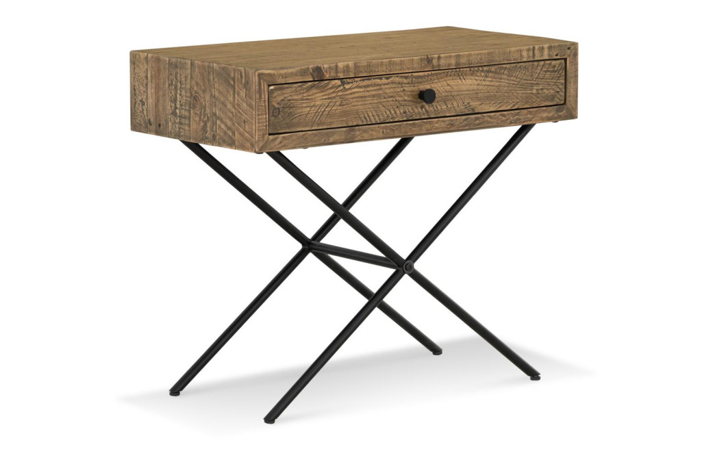 Console 1 Tiroir Bois Métal Marron 75x40x65cm