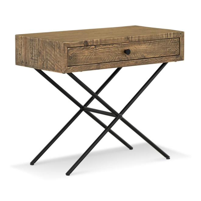 Console 1 Tiroir Bois Métal Marron 75x40x65cm
