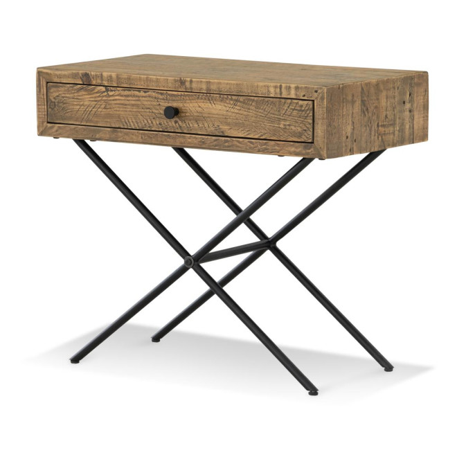 Console 1 Tiroir Bois Métal Marron 75x40x65cm
