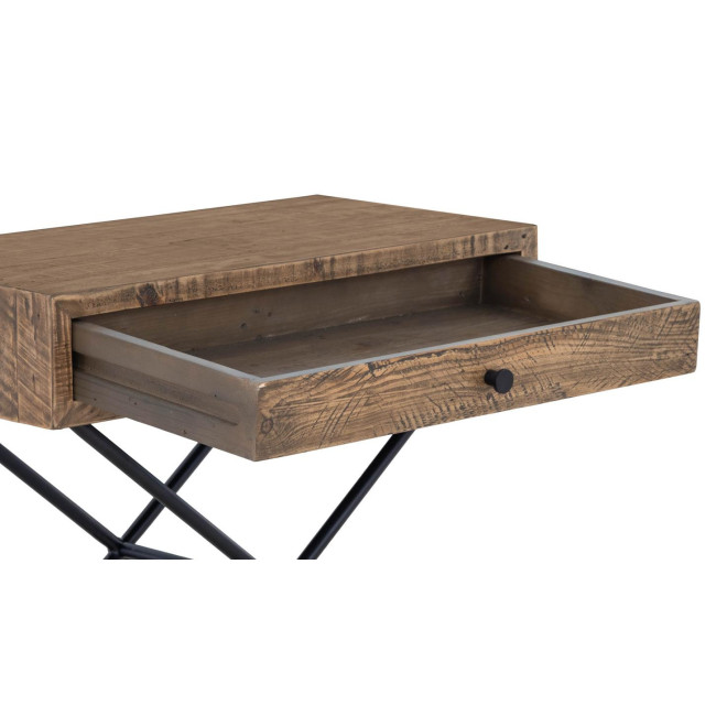 Console 1 Tiroir Bois Métal Marron 75x40x65cm