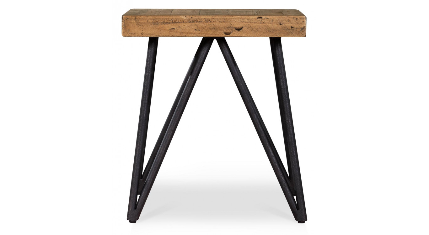 Table De Chevet Bois Métal Marron 50x50x55cm