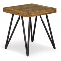 brown metal wood bedside table 50x50x55cm