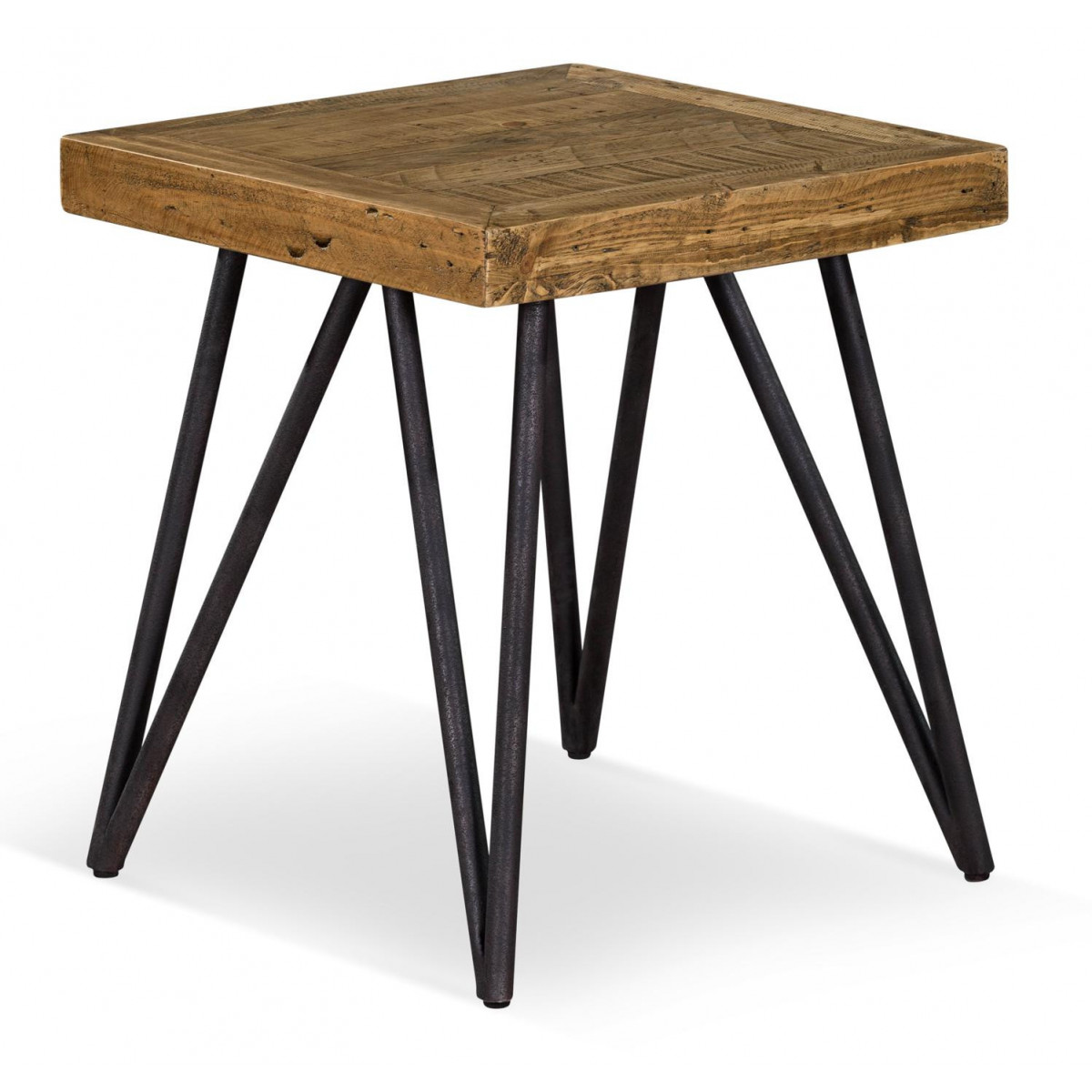Table De Chevet Bois Métal Marron 50x50x55cm
