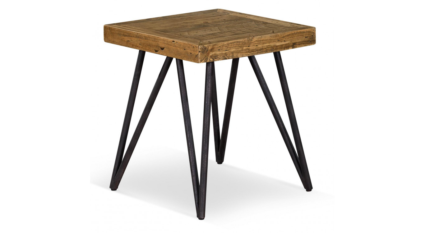 Table De Chevet Bois Métal Marron 50x50x55cm