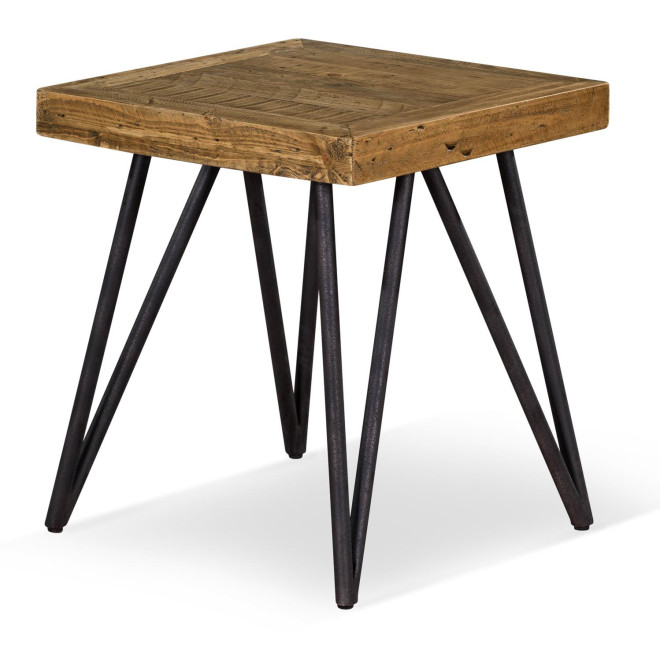 Table De Chevet Bois Métal Marron 50x50x55cm