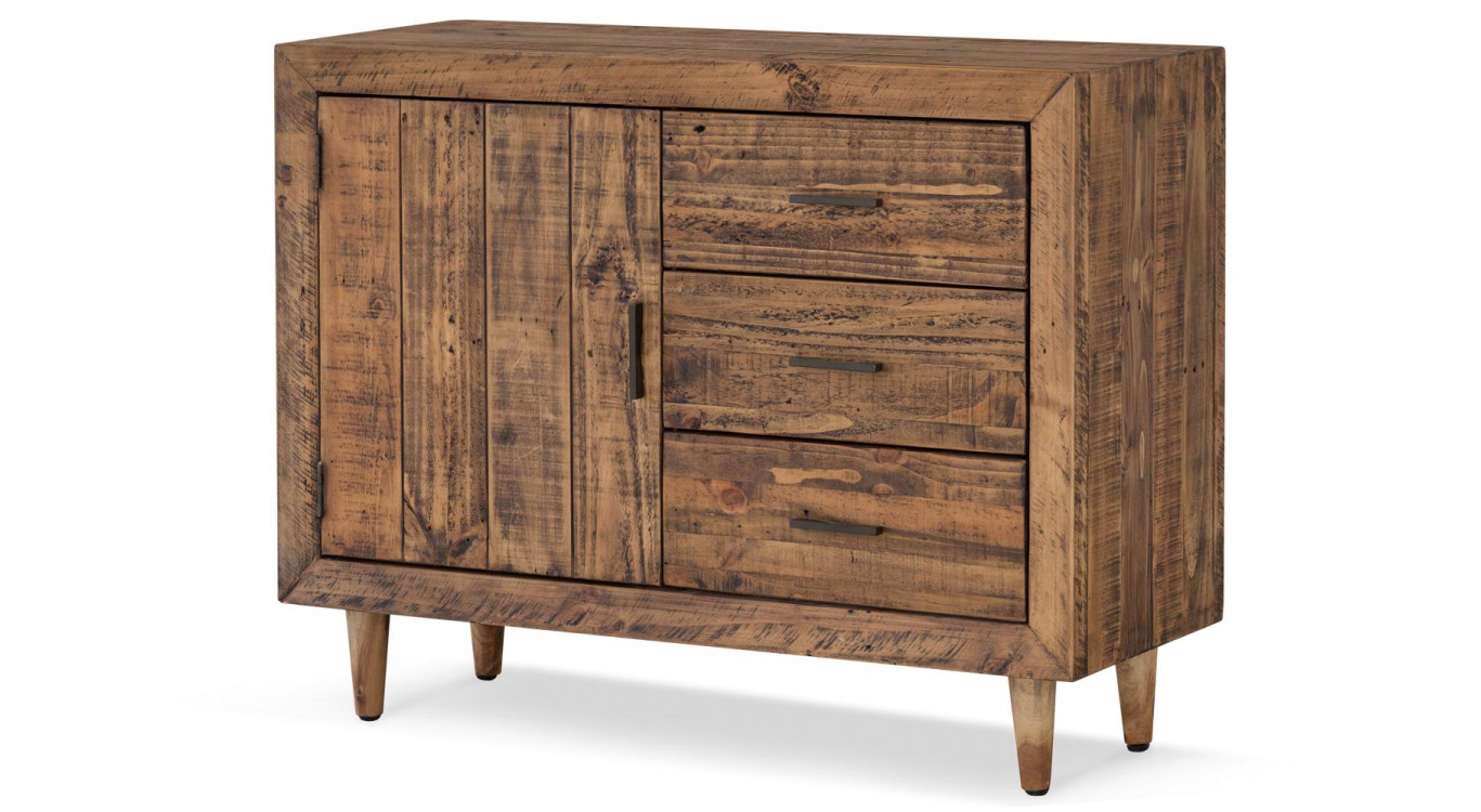 Buffet 3 Tiroirs Bois Marron 110x40x85cm