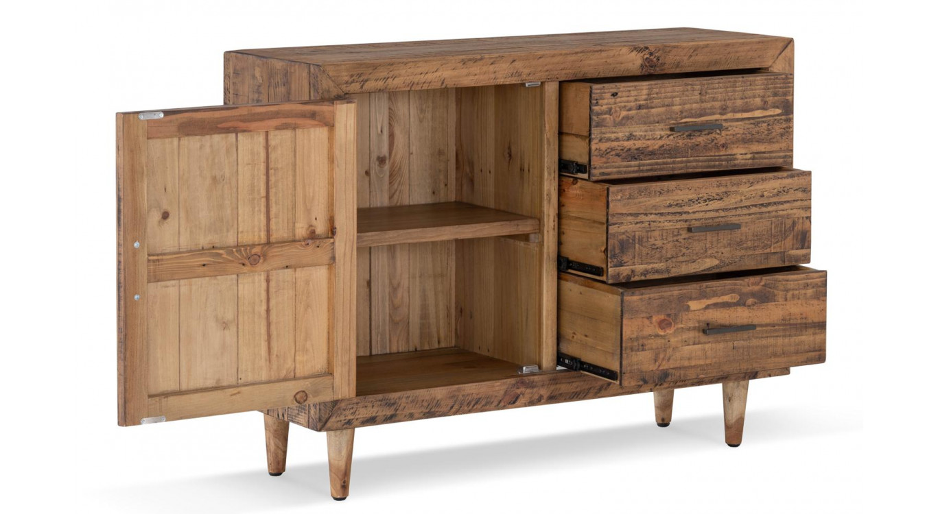 Buffet 3 Tiroirs Bois Marron 110x40x85cm