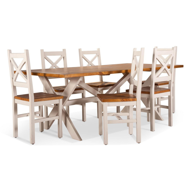 Table à Manger Bois Blanc 210x105x77cm