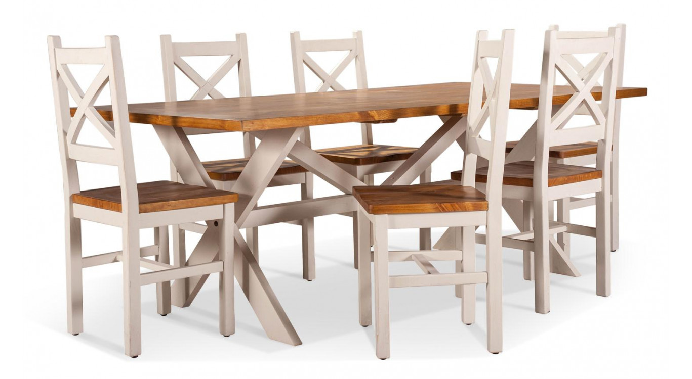 Table à Manger Bois Blanc 210x105x77cm