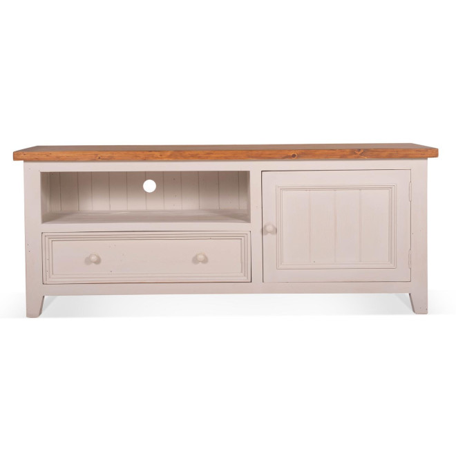 Meuble TV 1 Tiroir Bois Blanc 150x45x60cm