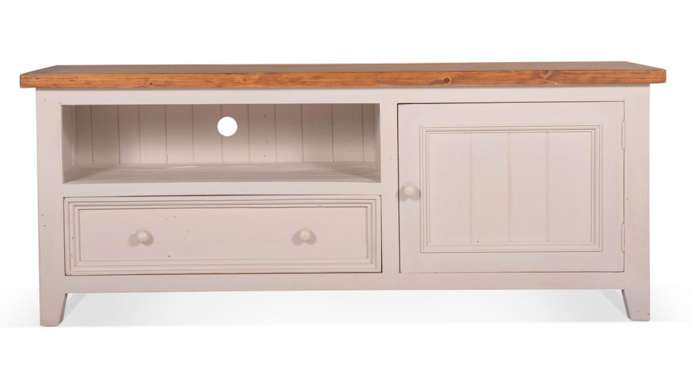 Meuble TV 1 Tiroir Bois Blanc 150x45x60cm
