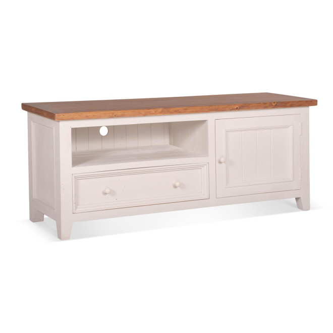 Meuble TV 1 Tiroir Bois Blanc 150x45x60cm